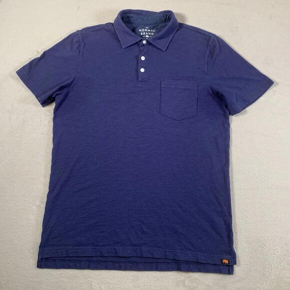 The Normal Brand Other - The Normal Brand‎ Shirt Mens Medium Blue Short Sleeve Cotton Slub Pocket Polo